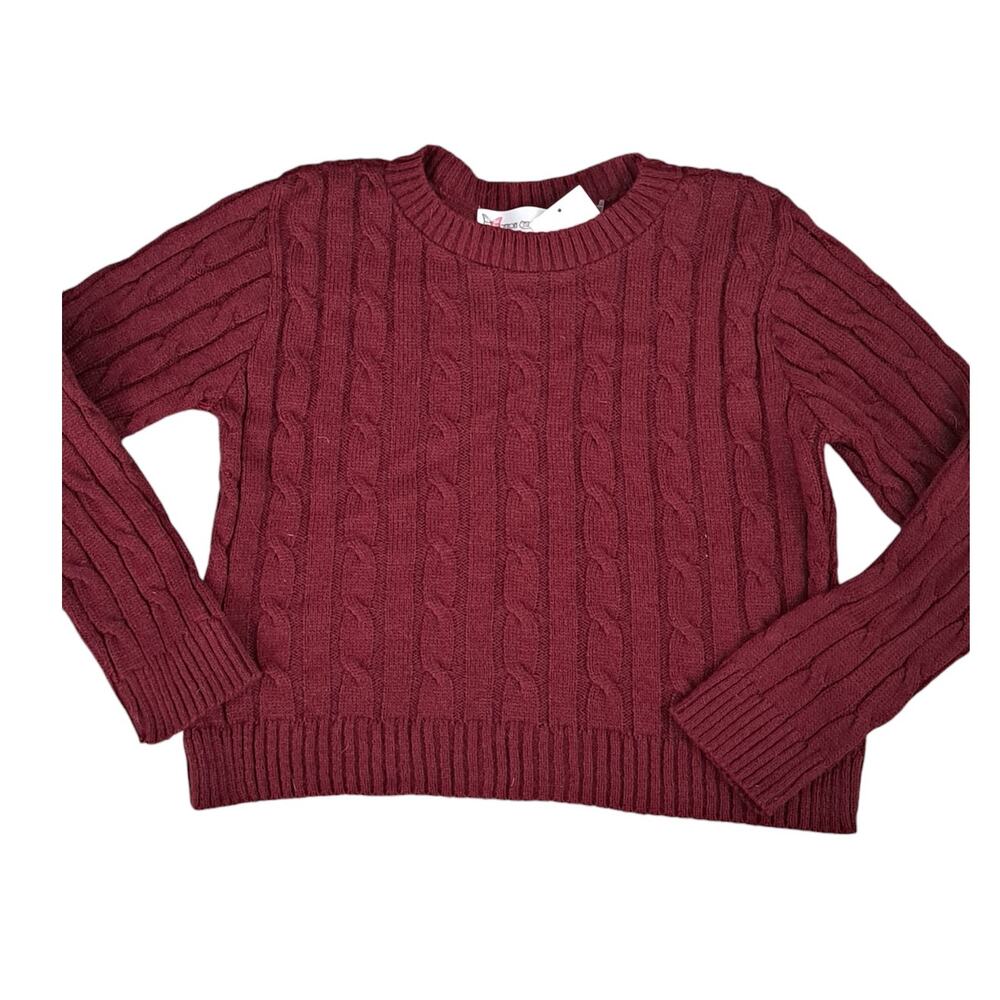 Cotton Emporium Girls Burgundy Red Cable Knit Long Sleeve Sweater Medium NWT